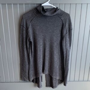 We The Free Dark Gray Cowl Neck Sweater Asymetrical Hem Split Back Sz S